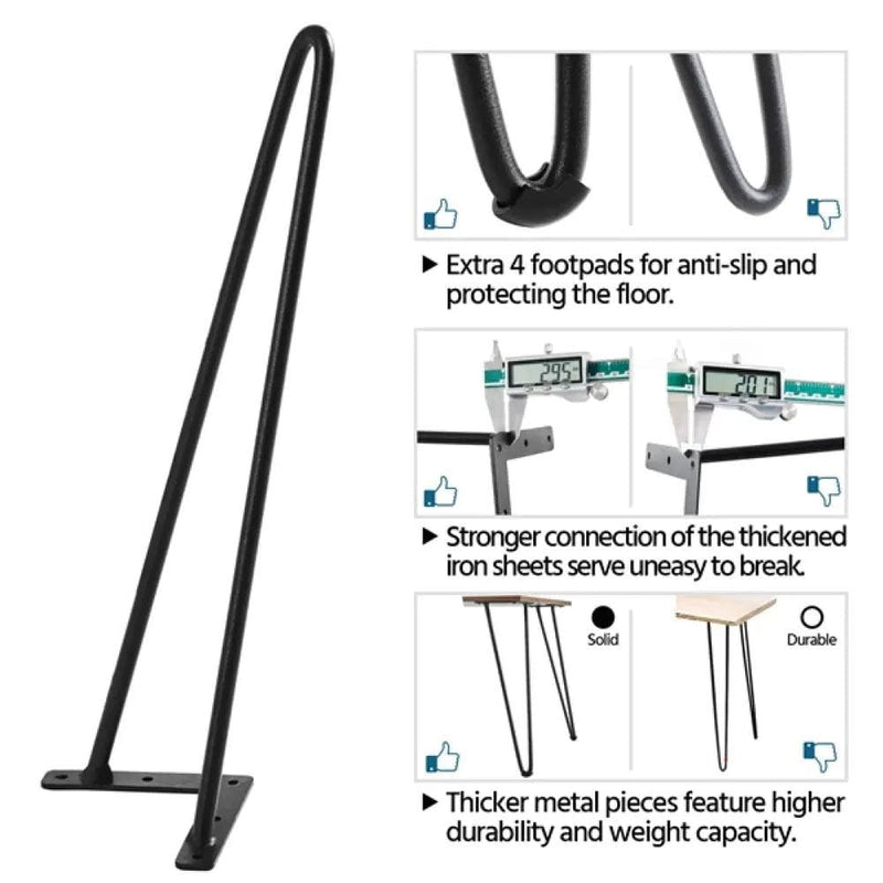 Yaheetech 4PCS 16 Inch Solid Hairpin Coffee Table Legs 3-Rods 4PCS 16 Inch Solid Hairpin Coffee Table Legs 3-Rods