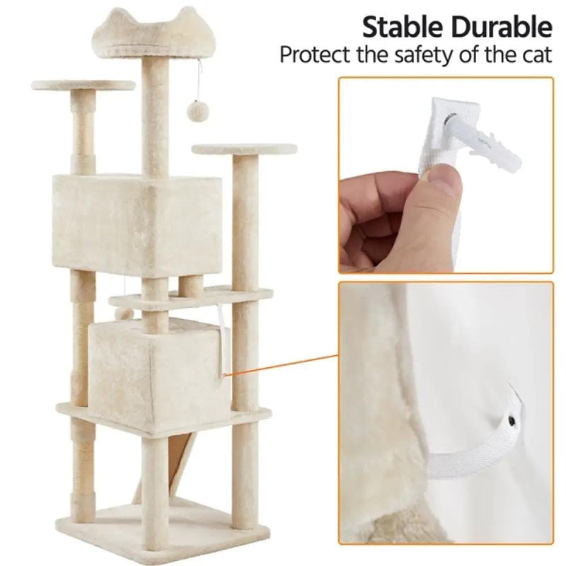 Cat Tree Cat Tower w/ Condos & Dangling Balls & Scratching Posts & Platforms – view 6