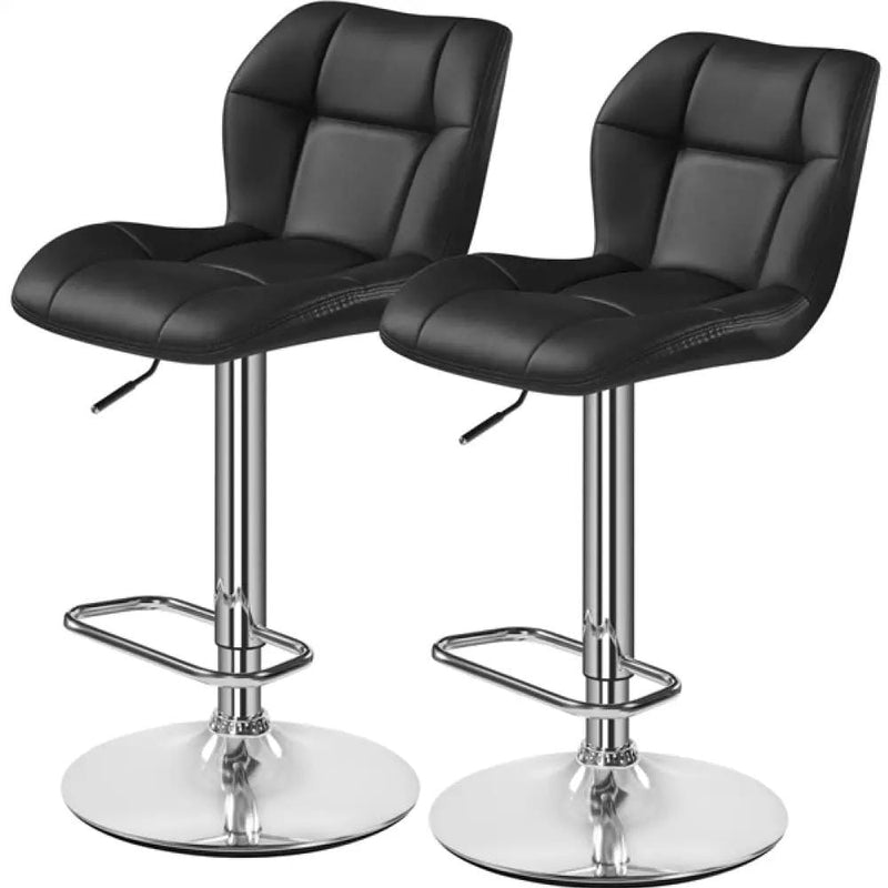 2PCS Adjustable Bar Stool Modern Faux Leather Swivel Bar Chair – view 6