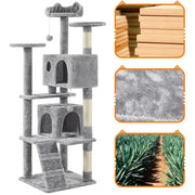 Cat Tree Condo Kitten Tree Tower w/ 2 Condos & 2 Dangling Balls & 3 Scratching Posts – view 6