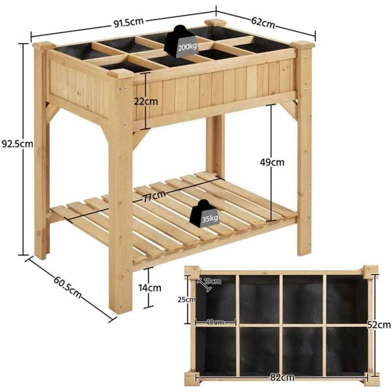 Yaheetech 8-Pocket Wood Elevated Garden Planter with Fabric Liner 8-Pocket Wood Elevated Garden Planter with Fabric Liner