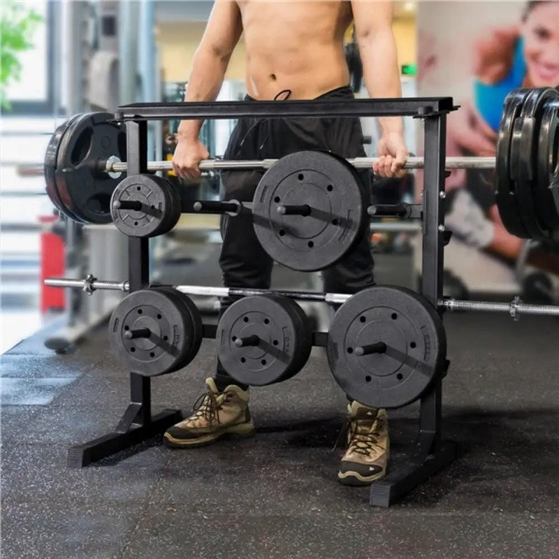3 Tier Dumbbell Barbell Rack Weight Plate/Bar Storage Holder – view 6