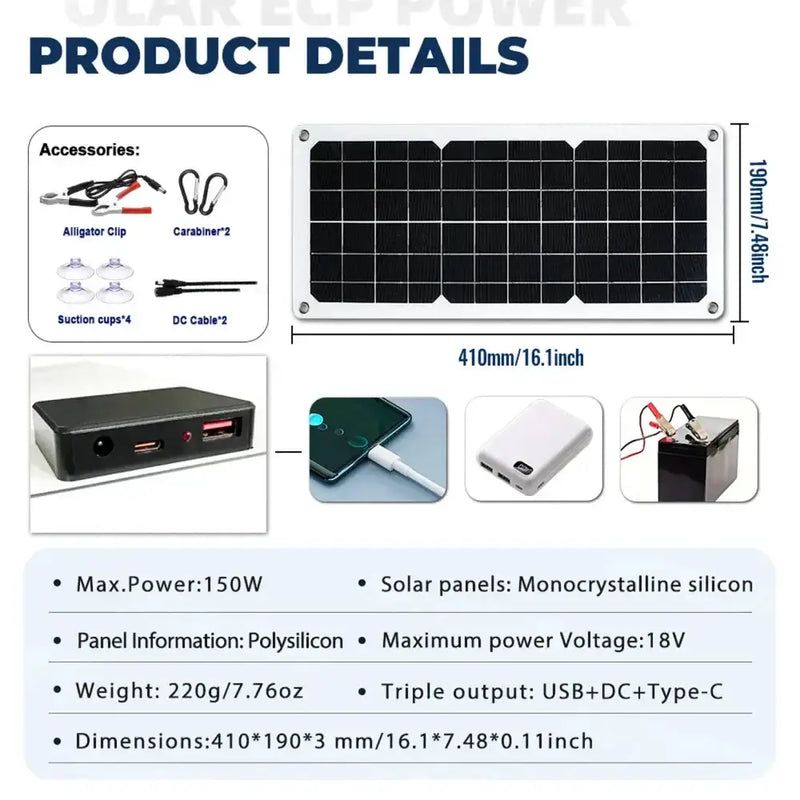 Habicare SS 150W Solar Panel Kit with LCD Controller 150W Solar Panel Kit with LCD Controller