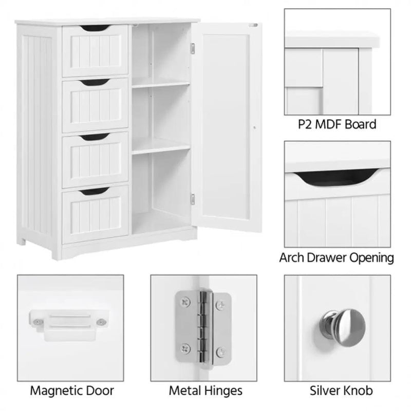 Yaheetech Large Wooden Bathroom Floor Cabinet Large Wooden Bathroom Floor Cabinet