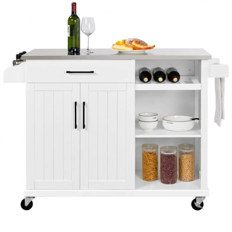 Kitchen Trolley Kitchen Island Cart with Stainless Steel Top & Storage – view 7