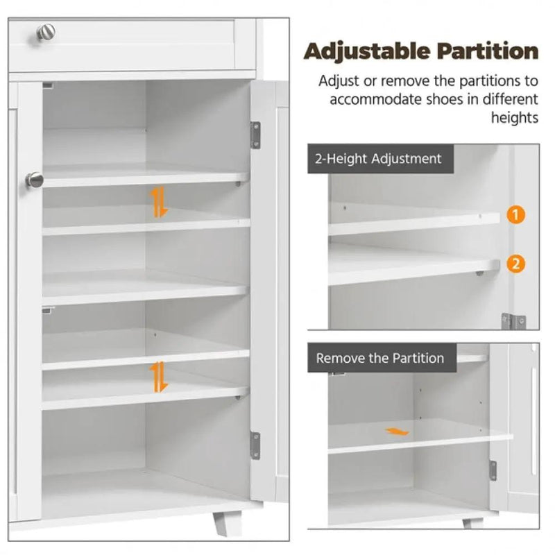 4 Tier Shoe Storage Cabinet 1 Drawer Closed Adjustable Shoes Rack – view 7