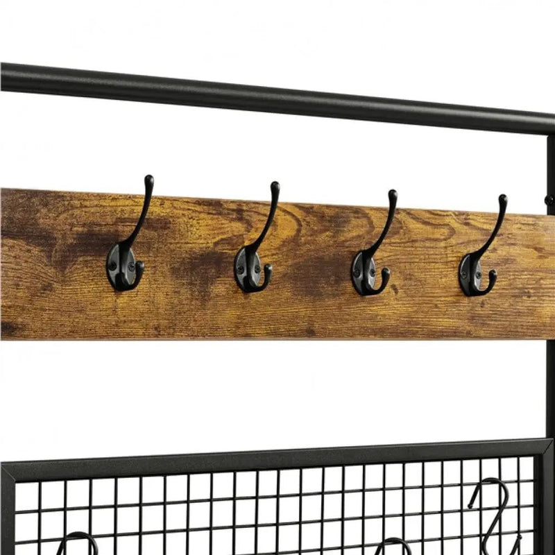 Six-in-one Hall Tree with Shoe Storage Bench/ Mirror/ Storage Bag/ Coat Rack – view 7