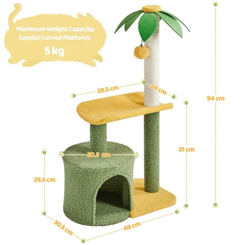 Coconut Palm Cat Tree Cat Scratching Post with Natural Sisal Rope – view 7