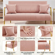Yaheetech Upholstered Sofa Couch with Gold-tone Metal Arms and Legs Upholstered Sofa Couch with Gold-tone Metal Arms and Legs