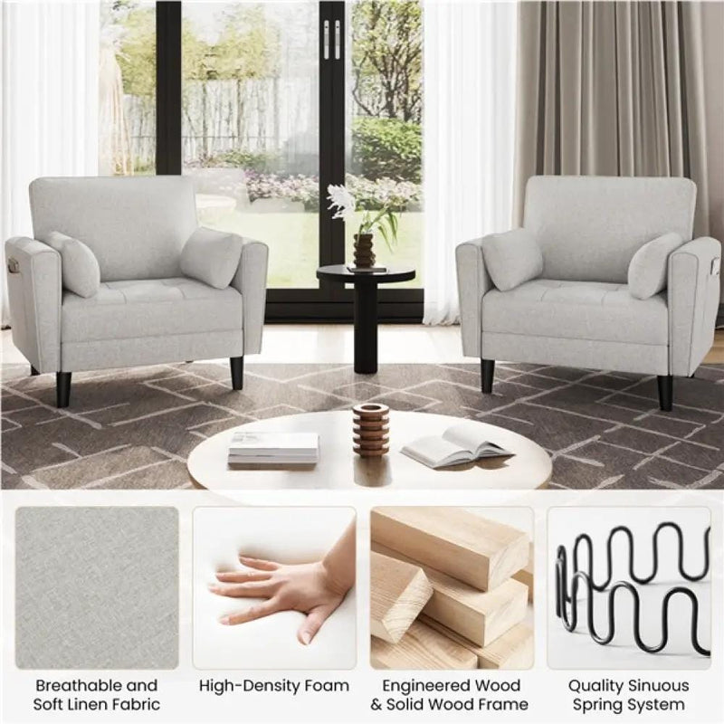 Tufted Oversized Armchair Comfy Fabric Accent Chair Single Sofa – view 8