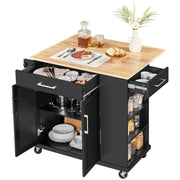 Kitchen Island Kitchen Trolley on Wheels with Drawers & Cabinet – view 7