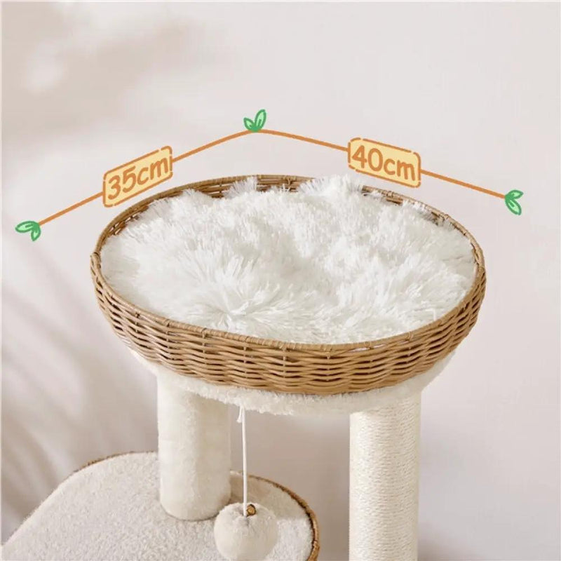 Yaheetech 36″ Tall Rattan Cat Tree Cat House Cat Tower 36″ Tall Rattan Cat Tree Cat House Cat Tower