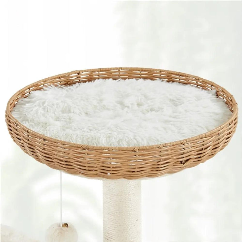 Yaheetech 54″ Tall Rattan Cat Tree Cat Tower 54″ Tall Rattan Cat Tree Cat Tower