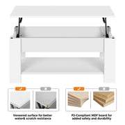 Space-saving Lift Top Coffee Table w/ Hidden Compartment & Open Shelf – view 7