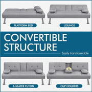 Yaheetech Fabric Upholstered Convertible Futon Sofa Bed Fabric Upholstered Convertible Futon Sofa Bed