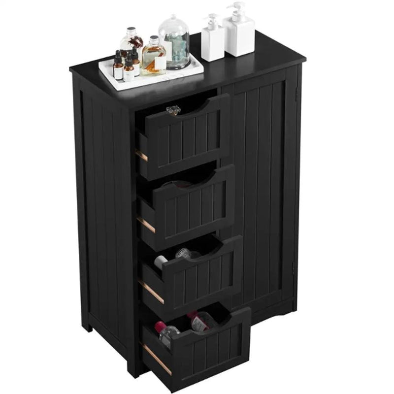 Wooden Bathroom Cabinet 4 Drawers & Cupboard Bathroom Storage Unit – view 7