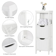 Yaheetech White Bathroom Cabinet 2 Hideaway Drawers 1 Shelf White Bathroom Cabinet 2 Hideaway Drawers 1 Shelf
