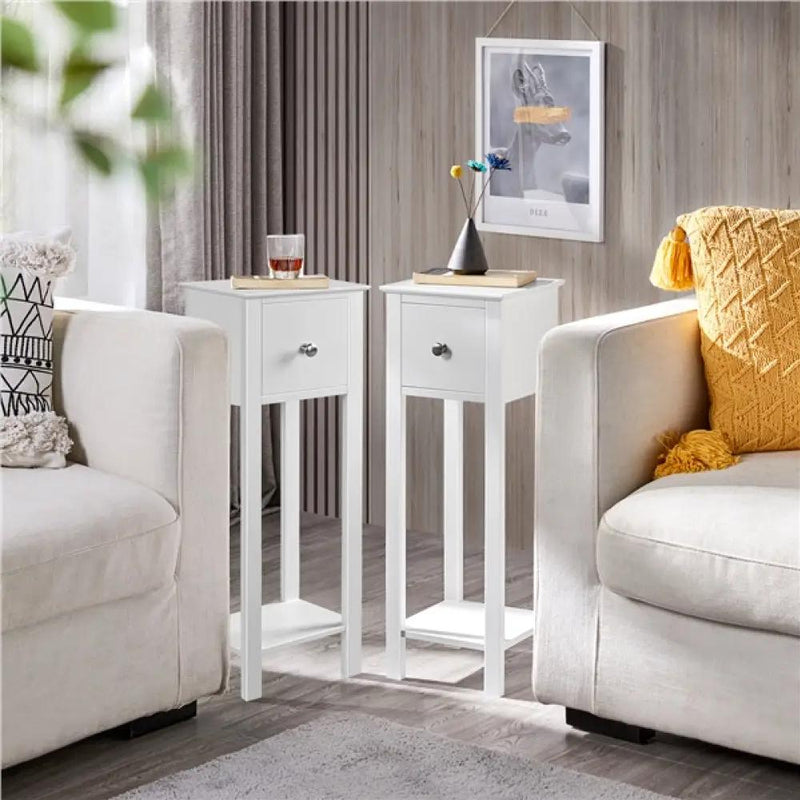 Yaheetech Slim Bedside Tables Nightstand Set of 2 Slim Bedside Tables Nightstand Set of 2