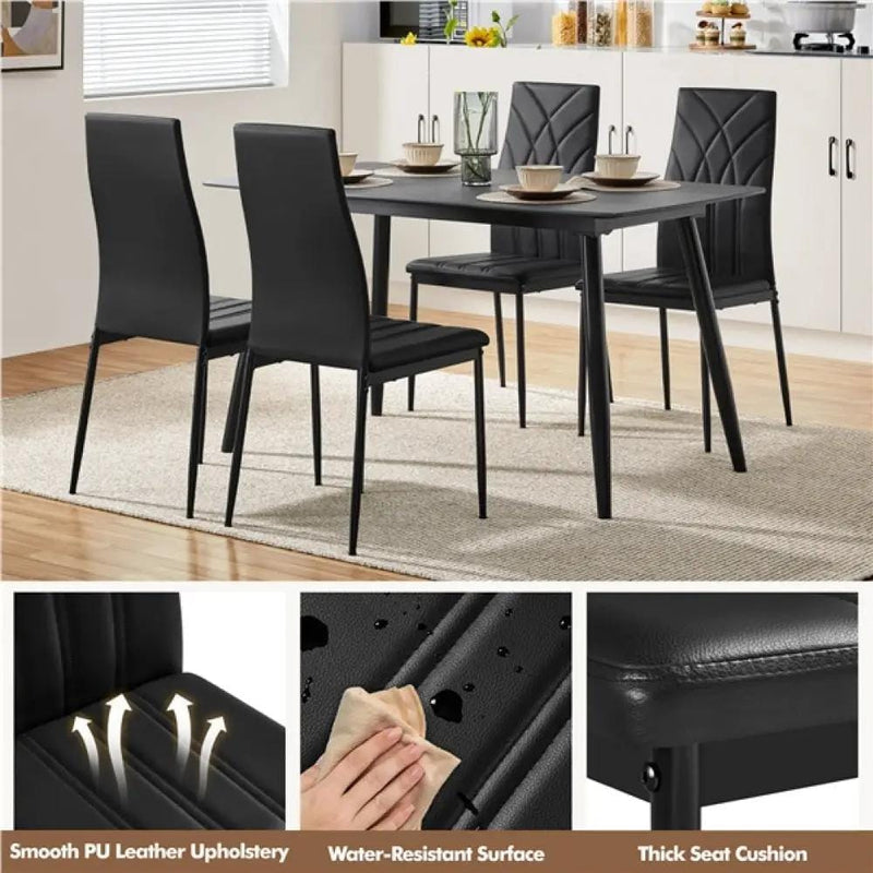 Set of 4 High Back Dining Chairs Upholstered Kitchen Chairs – view 7