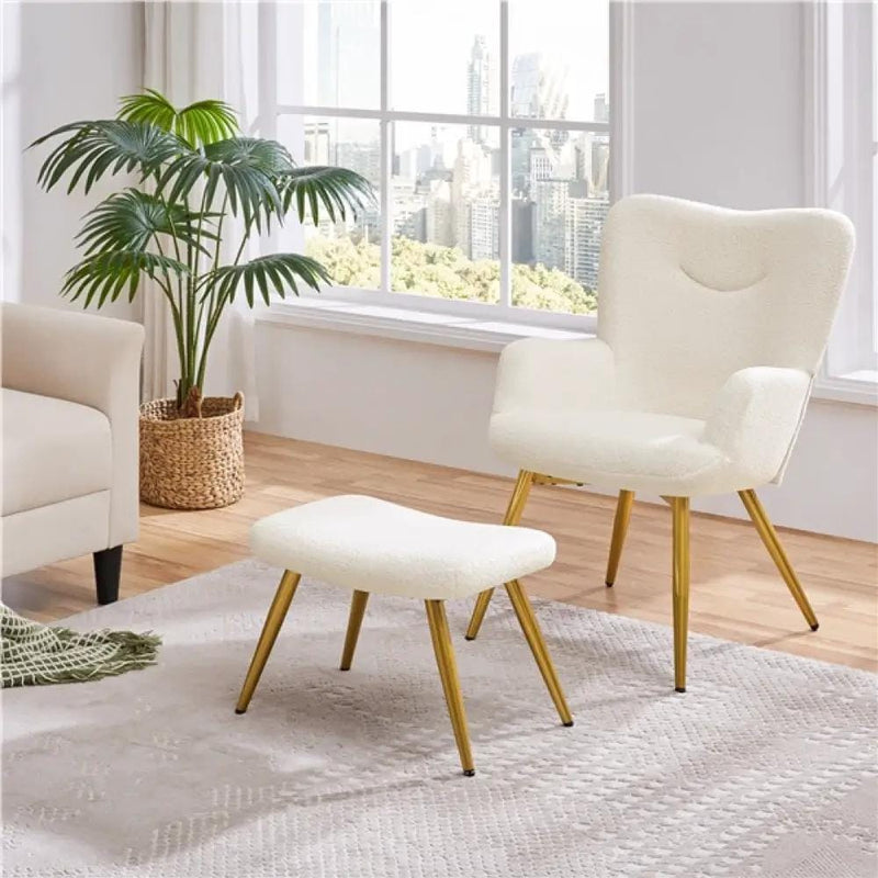 Yaheetech Boucle Accent Chair and Ottoman Boucle Accent Chair and Ottoman