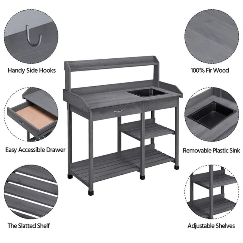 Yaheetech Garden Potting Bench with Basin Garden Work Bench Station Garden Potting Bench with Basin Garden Work Bench Station