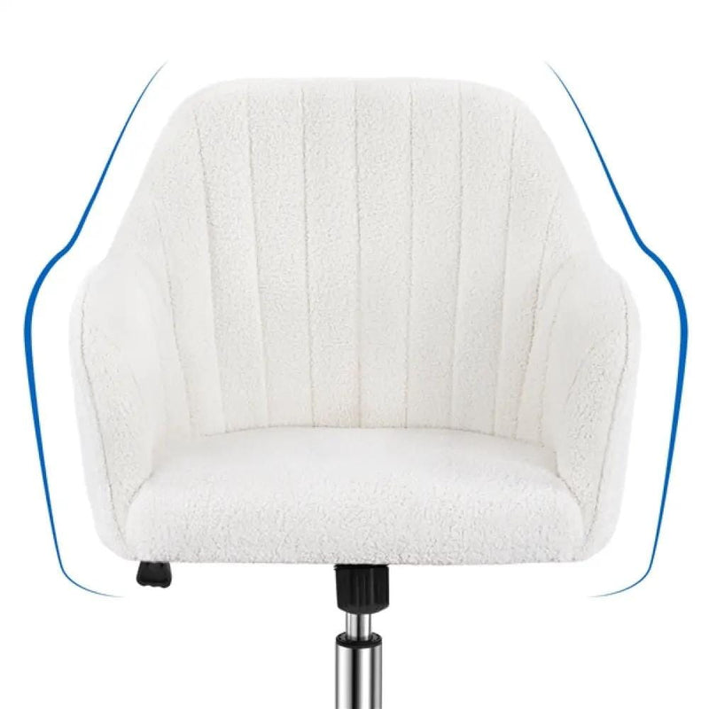 Modern Boucle Desk Chair Computer Chair Computer Chair Ivory – view 7