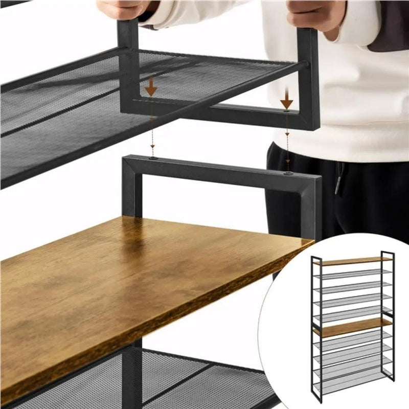 Yaheetech 10-Tier Iron Shoe Rack Organizer 10-Tier Iron Shoe Rack Organizer