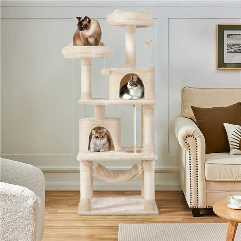 Multi-Level Cat Tree with 2 Condos & 2 Perches & Scratching Posts & Hammock – view 7