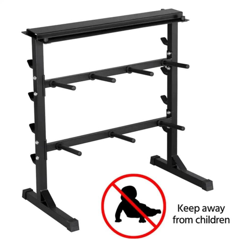3 Tier Dumbbell Barbell Rack Weight Plate/Bar Storage Holder – view 7