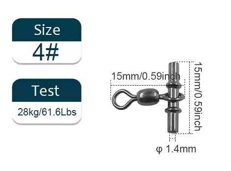 15mm 28kg Swivel Sleeves 3-way Fishing Swivels Crane 10PK 1.4mm Line SIze – view 2