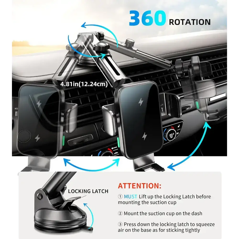 Habicare 9eight5 15W Wireless Car Charger Phone Holder 15W Wireless Car Charger Phone Holder