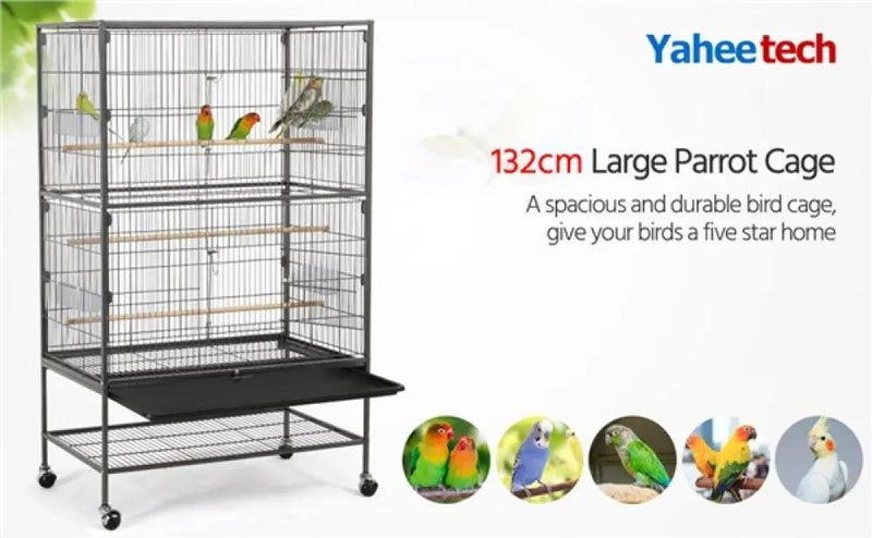 Yaheetech 52″ H Large Parrot Cage Rolling Metal Bird Cage 52″ H Large Parrot Cage Rolling Metal Bird Cage