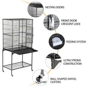 Yaheetech 63’’H Large Parrot Cage w/ Stand Rolling Metal Pet Cage 63’’H Large Parrot Cage w/ Stand Rolling Metal Pet Cage