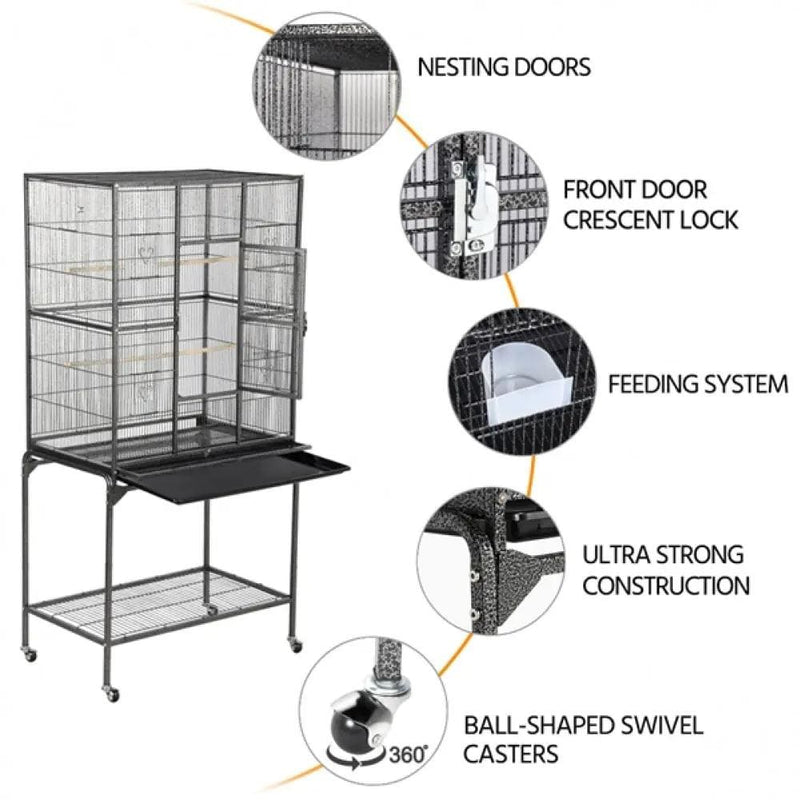 Yaheetech 63’’H Large Parrot Cage w/ Stand Rolling Metal Pet Cage 63’’H Large Parrot Cage w/ Stand Rolling Metal Pet Cage