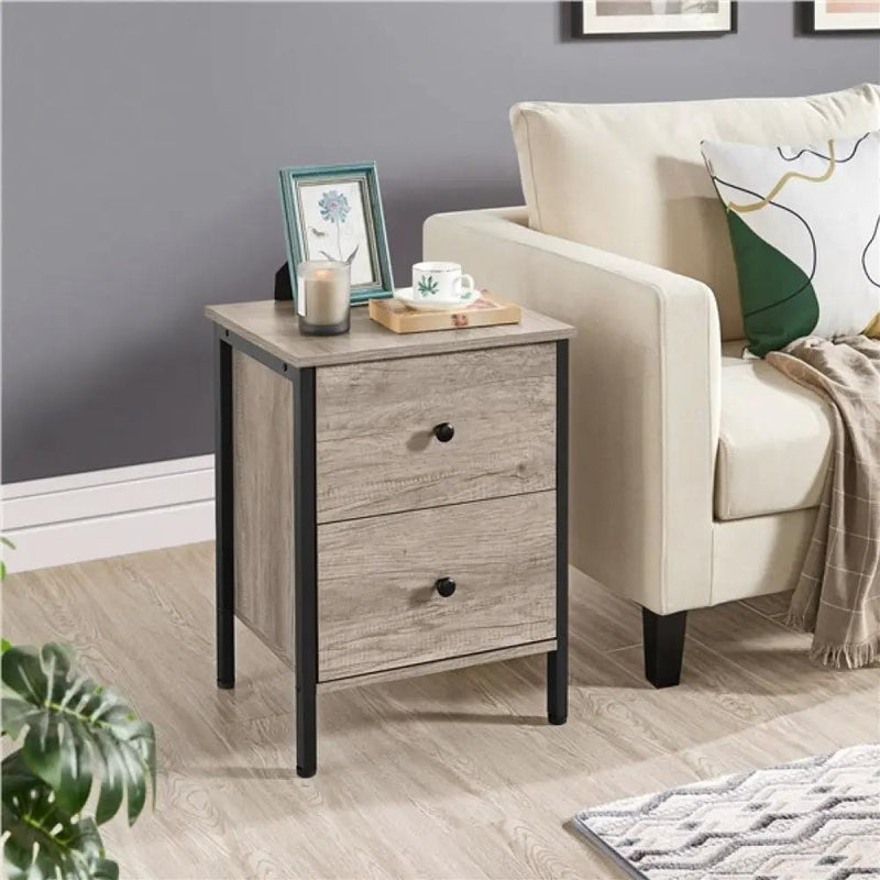 Yaheetech Metal-Framed Side Table with 2 Drawers Metal-Framed Side Table with 2 Drawers