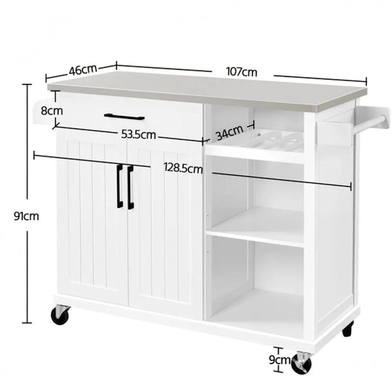 Kitchen Trolley Kitchen Island Cart with Stainless Steel Top & Storage – view 8