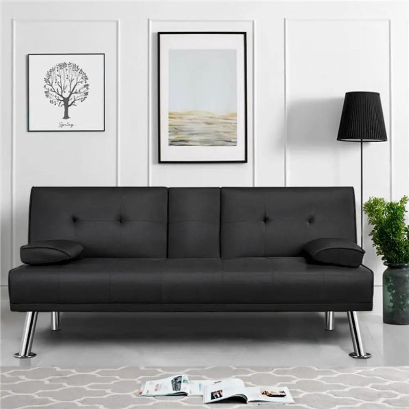 Yaheetech Fabric Upholstered Convertible Futon Sofa Bed Fabric Upholstered Convertible Futon Sofa Bed