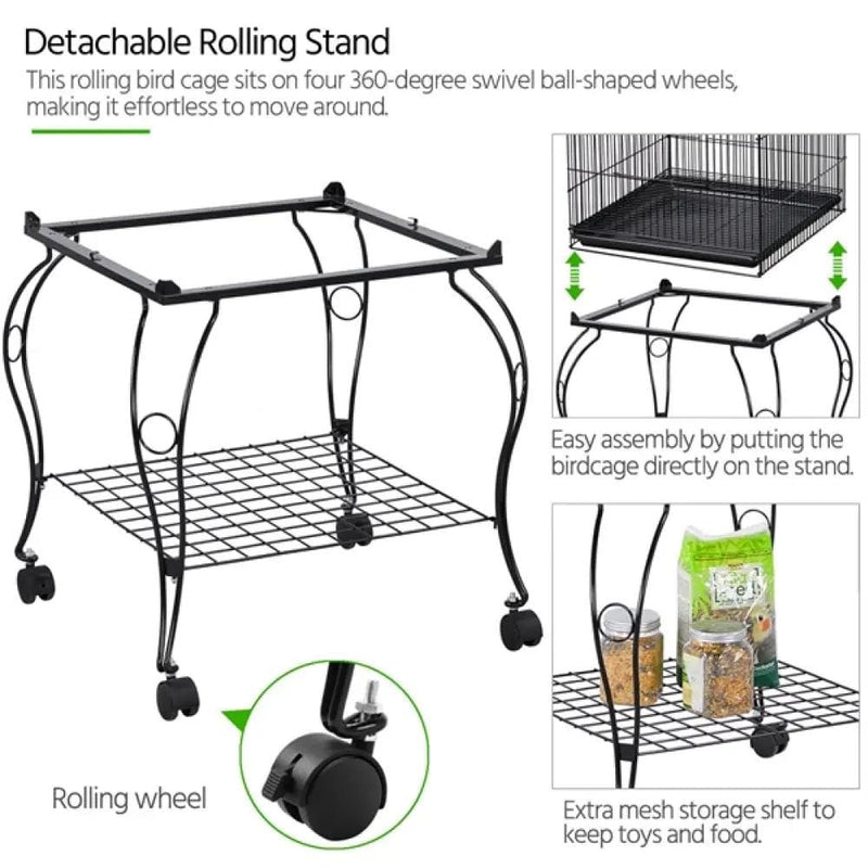 Yaheetech Open Top Metal Bird Cage Rolling Parrot Cage Open Top Metal Bird Cage Rolling Parrot Cage