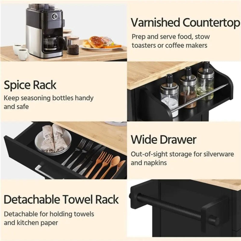 Yaheetech Kitchen Island with Wheels Kitchen Island with Wheels