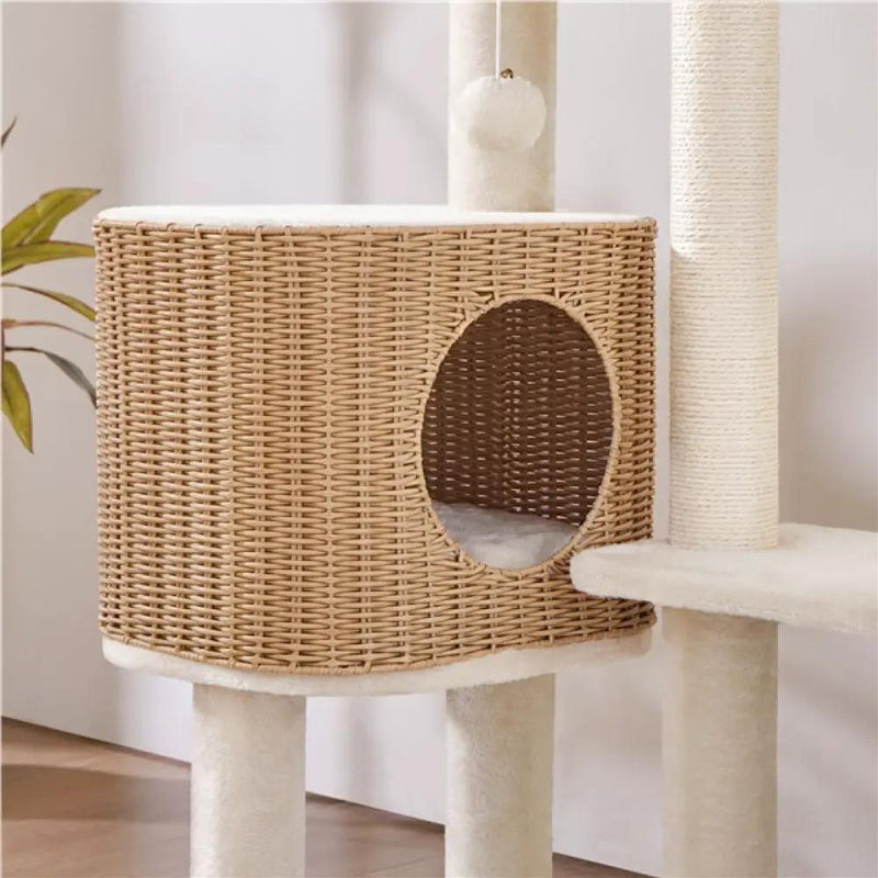 Yaheetech 36″ Tall Rattan Cat Tree Cat House Cat Tower 36″ Tall Rattan Cat Tree Cat House Cat Tower