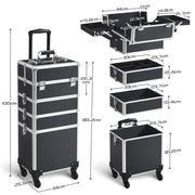 5-In-1 Professional Aluminum Rolling Cosmetic Makeup Train Cases Trolley – view 8