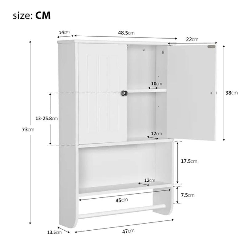Yaheetech Bathroom Wall Cabinet with Towel Bar Wall Mount Organizer Bathroom Wall Cabinet with Towel Bar Wall Mount Organizer