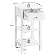 Yaheetech Narrow Bedside Table Nightstand with 1 Drawer 2 Shelves Narrow Bedside Table Nightstand with 1 Drawer 2 Shelves