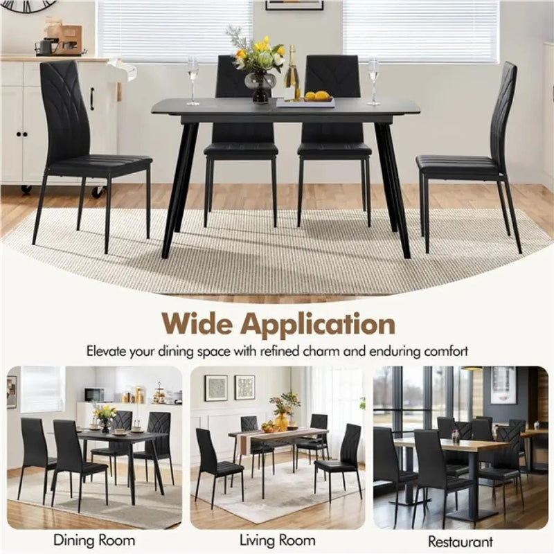 Set of 4 High Back Dining Chairs Upholstered Kitchen Chairs – view 8