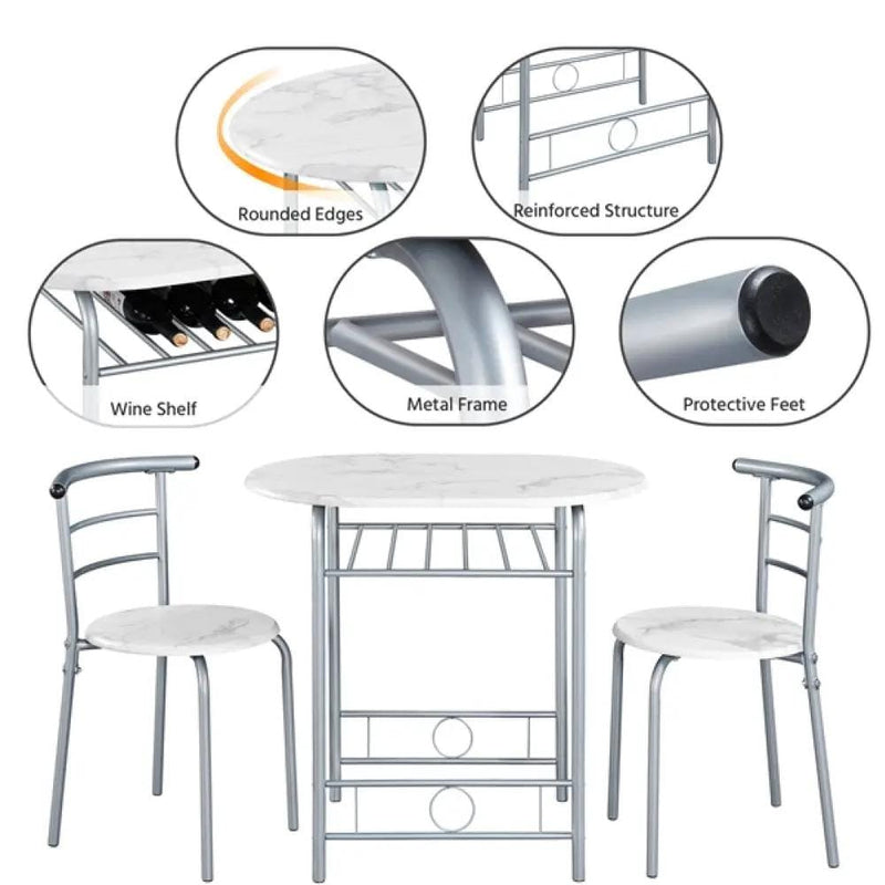 Space Saving Dining Table Set Modern Round Dining Table Set for 2 – view 8