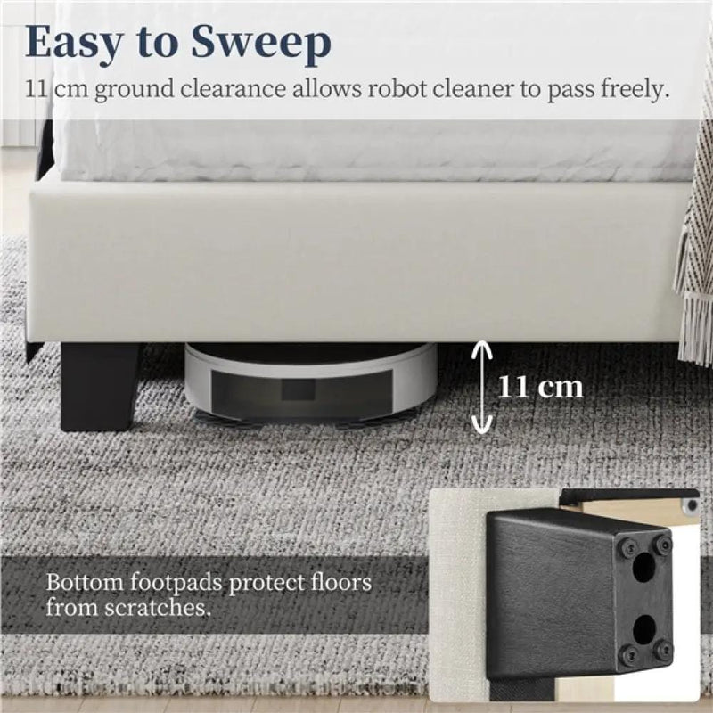 Yaheetech 135 cm W x 190 cm L Upholstered Bed Frame With Base & Wing Side 135 cm W x 190 cm L Upholstered Bed Frame With Base & Wing Side