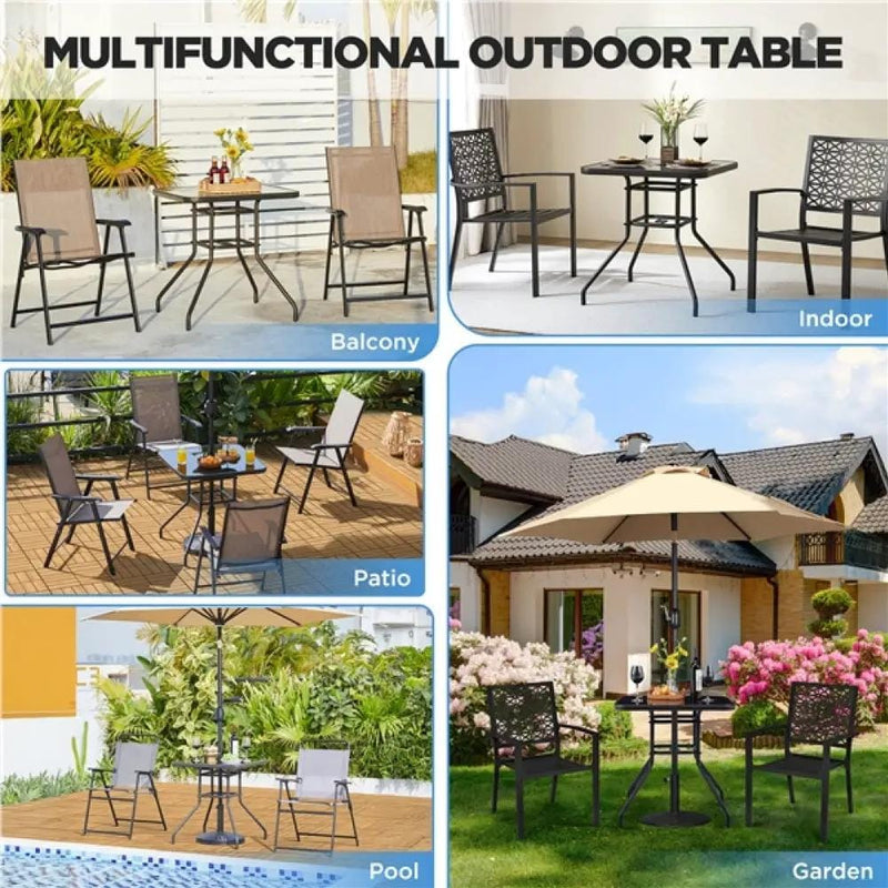 Yaheetech 28″ Square Patio Bistro Table with Umbrella Hole 28″ Square Patio Bistro Table with Umbrella Hole