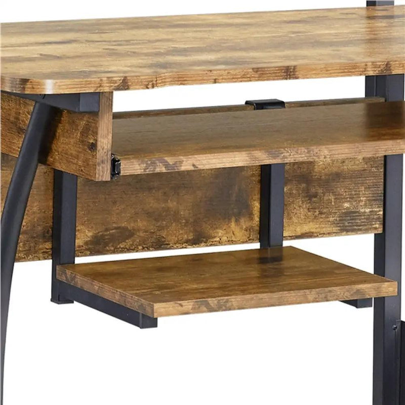 3-Tier Rolling Computer Desk Study Table with Printer Shelf – view 8