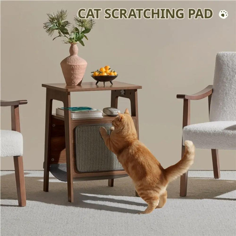 Yaheetech Side Table with Cat House & Scratching Board Side Table with Cat House & Scratching Board