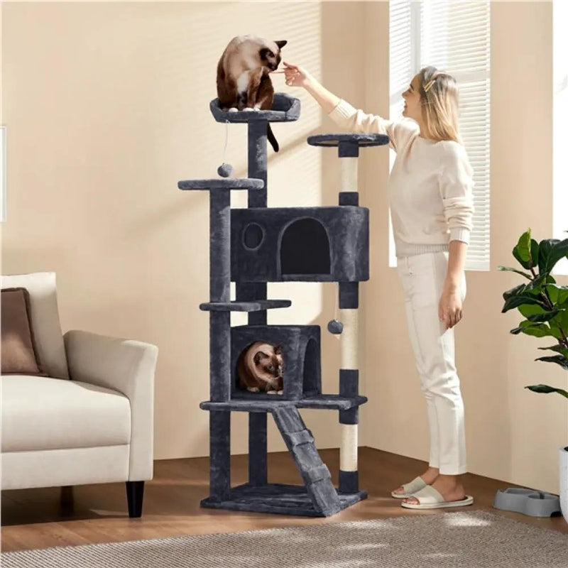 Yaheetech 158cm 158cm Tall Cat Tree Condo Kitten Tree Tower 158cm 158cm Tall Cat Tree Condo Kitten Tree Tower